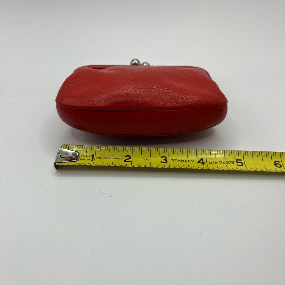 Coach Orange/Red Leather Kiss Lock Change Purse - Picture 7 of 9